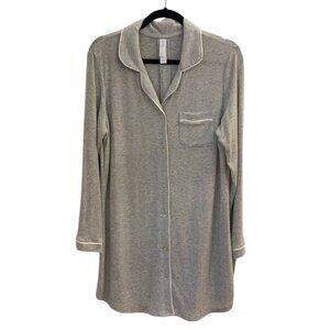 Stars Above Womens Grey Soft Knit Button Down Night Gown Lounge Pajamas- Med NWT